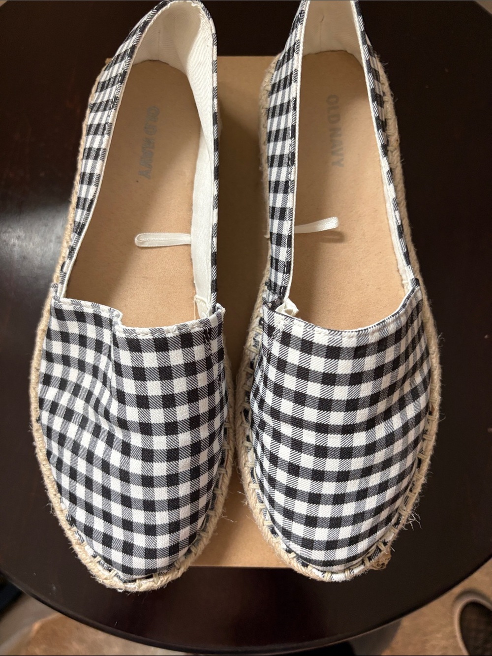 Old Navy Black & White Gingham Espadrilles - Size 8.5 - Worn 2 times